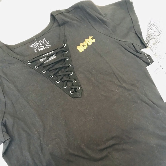 Torrid- AC/DC V neck cross cross tee - Picture 3 of 6